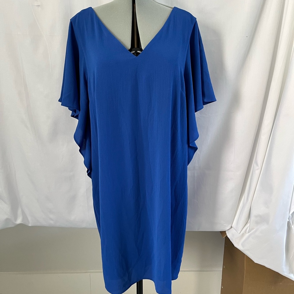 Blue dress with flutter like sleeve details